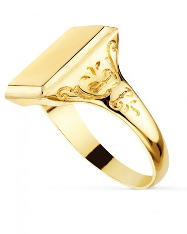 Sello oro 18k amarillo tallados laterales 13x10mm
