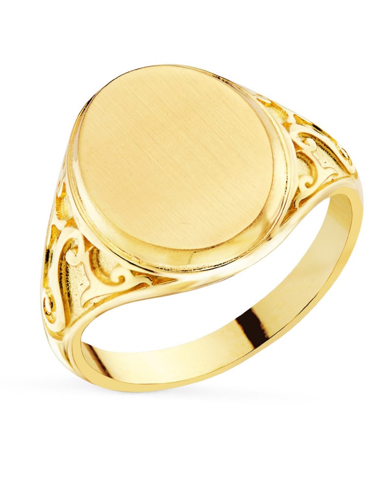 Sello oro 18k amarillo oval tallado 14x11mm