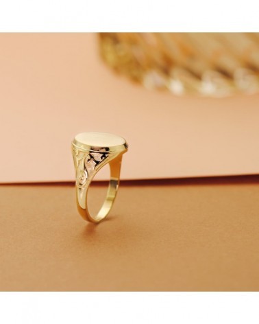 Sello oro 18k amarillo oval tallado 14x11mm