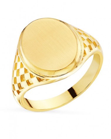 Sello oro 18k amarillo tallados laterales 14x11mm