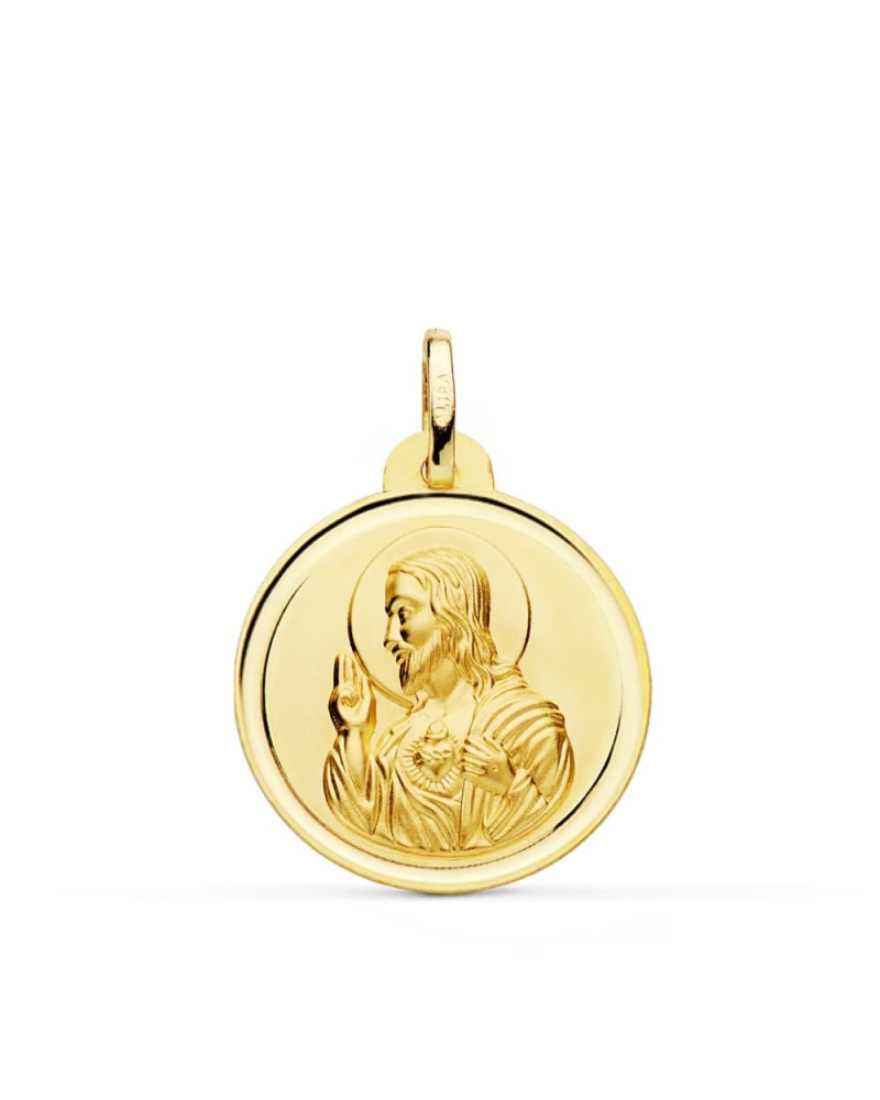Medalla oro 18k Corazón de Jesús 22mm
