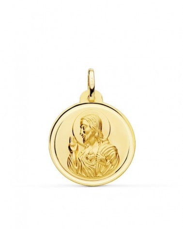 Medalla oro 18k Corazón de Jesús 22mm