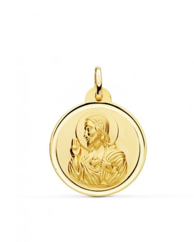 Medalla Sagrado Corazón Jesús oro 18k 24mm