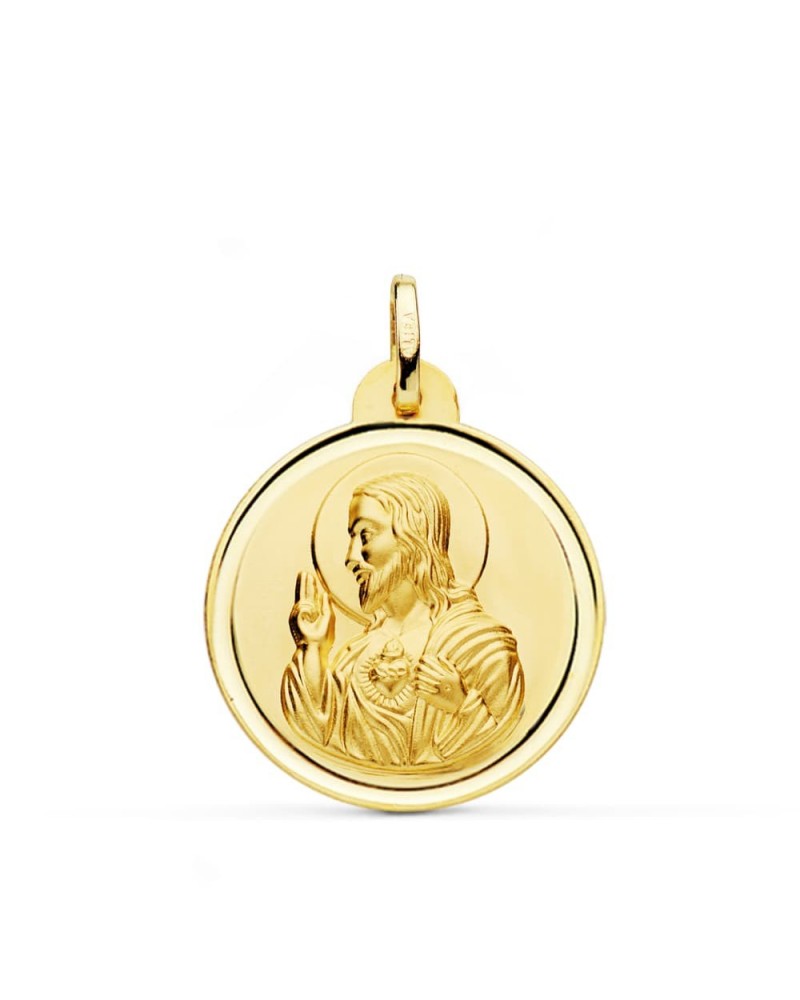 Medalla Sagrado Corazón Jesús oro 18k 24mm