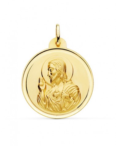 Medalla Sagrado Corazón de Jesús oro 18k 30mm