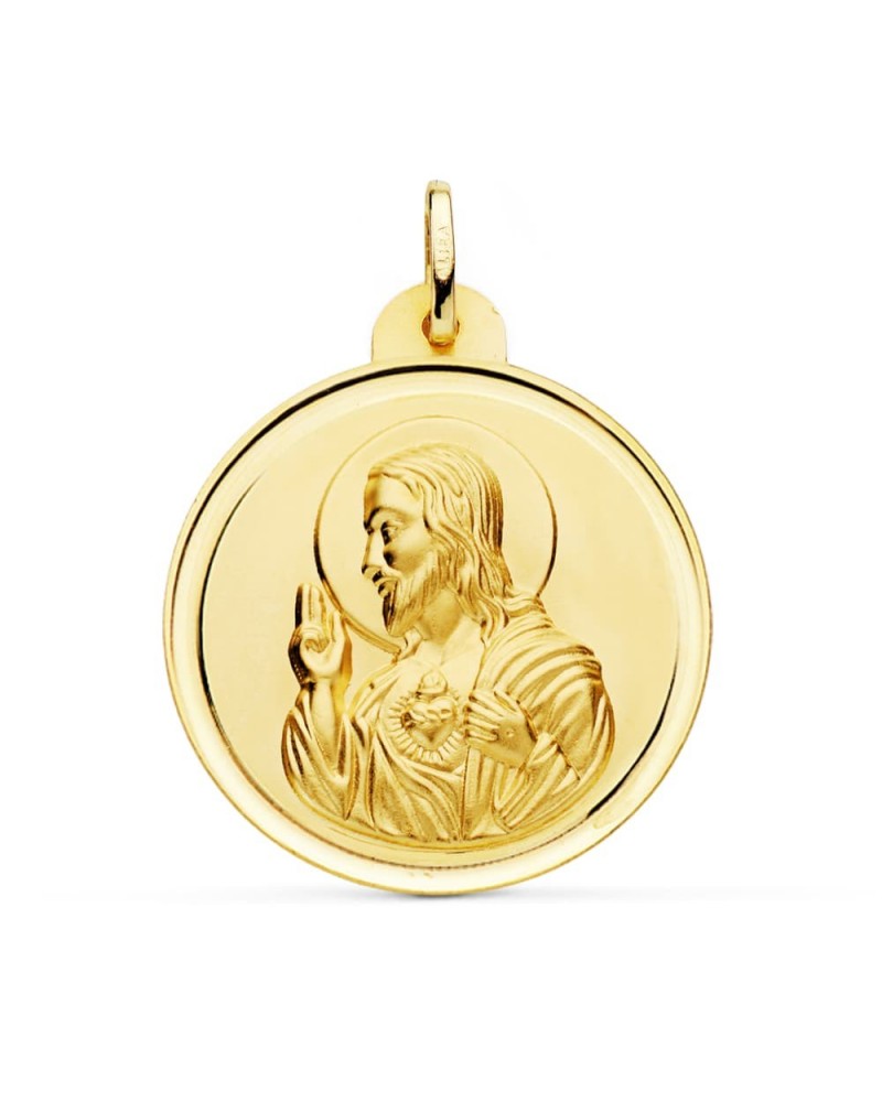 Medalla Sagrado Corazón de Jesús oro 18k 30mm