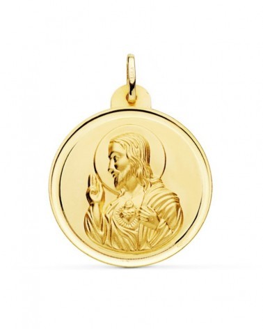 Medalla Sagrado Corazón de Jesús oro 18k 30mm