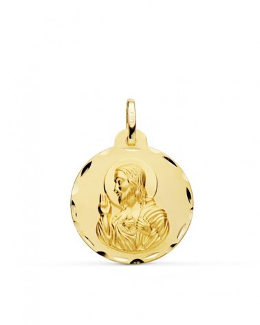 Medalla Sagrado Corazón oro 18k tallada 22mm