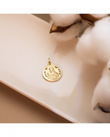 Medalla Sagrado Corazón de Jesús oro 18k 18mm