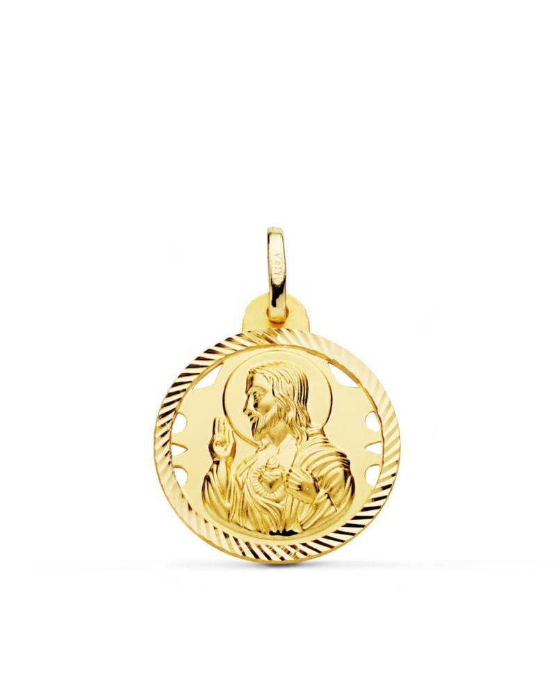 Medalla Corazón de Jesús oro 18k calada 20mm