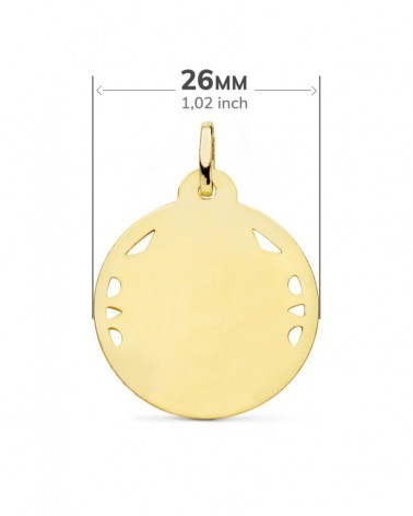 Medalla Sagrado Corazón de Jesús oro 18k calada 26mm