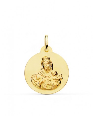 Medalla oro 18k Virgen del Carmen 22mm