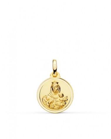 Medalla oro 18k Virgen del Carmen bisel 14mm