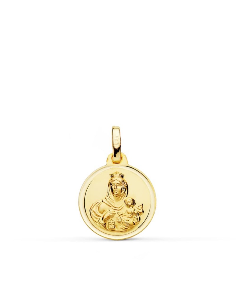 Medalla oro 18k Virgen del Carmen bisel 14mm