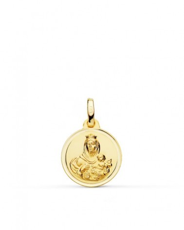 Medalla oro 18k Virgen del Carmen bisel 14mm