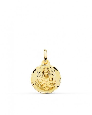 Medalla Virgen del Carmen oro 18k tallada 14mm