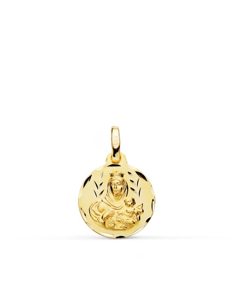 Medalla Virgen del Carmen oro 18k tallada 14mm