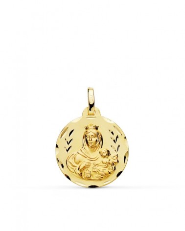 Medalla Virgen del Carmen oro 18k tallada 18mm