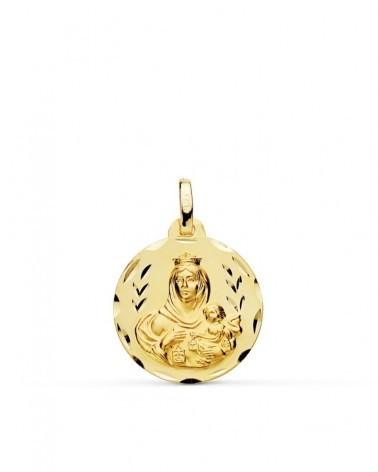 Medalla Virgen del Carmen oro 18k tallada 18mm