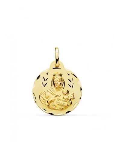 Medalla Virgen del Carmen oro 18k tallada 20mm