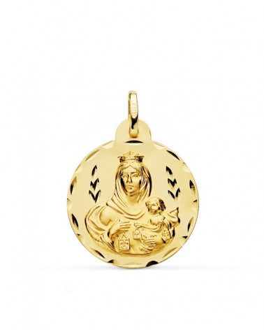 Medalla Virgen del Carmen oro 18k tallada 24mm