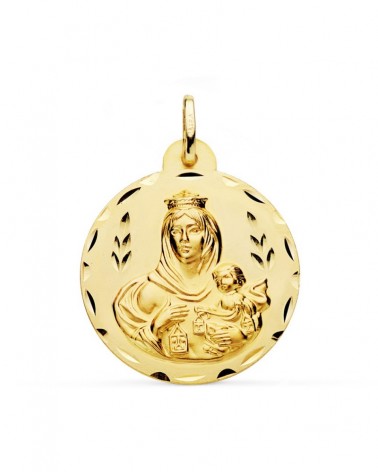 Medalla Virgen del Carmen oro 18k tallada 28mm