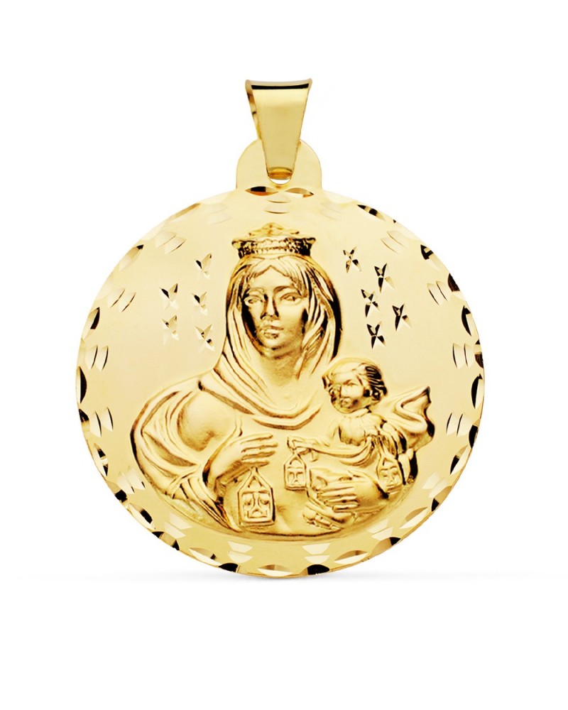 Medalla Virgen del Carmen oro 18k tallada 42mm