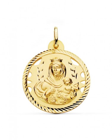 Medalla Virgen del Carmen oro 18k calada 28mm