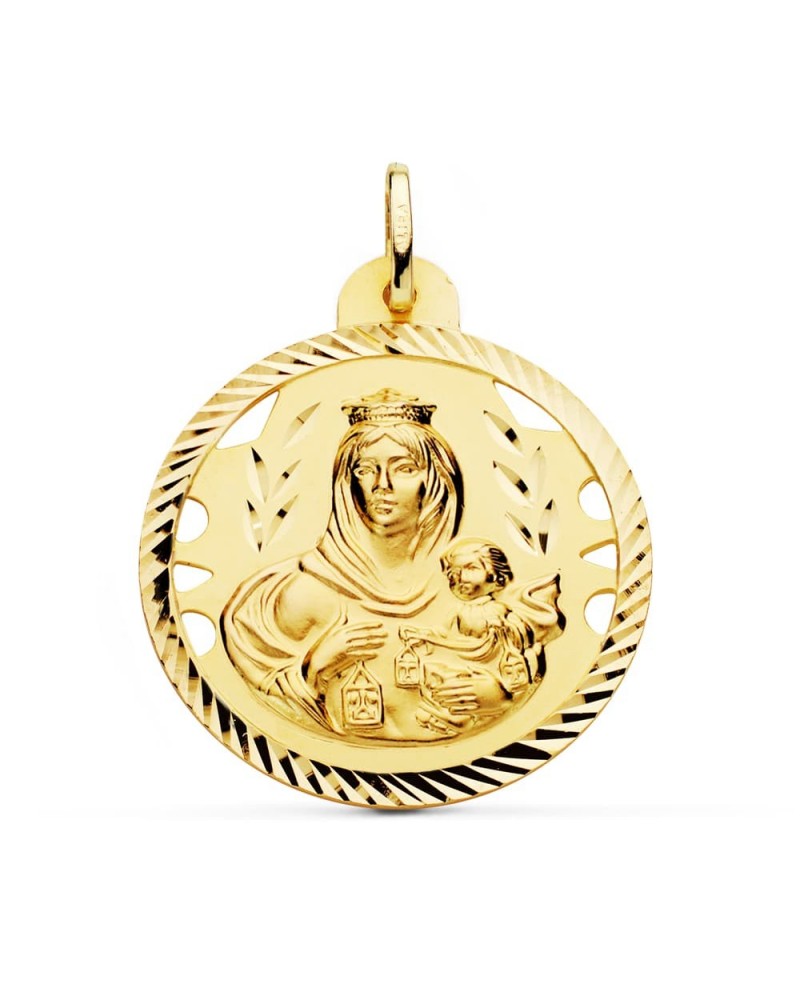 Medalla Virgen del Carmen oro 18k calada 30mm