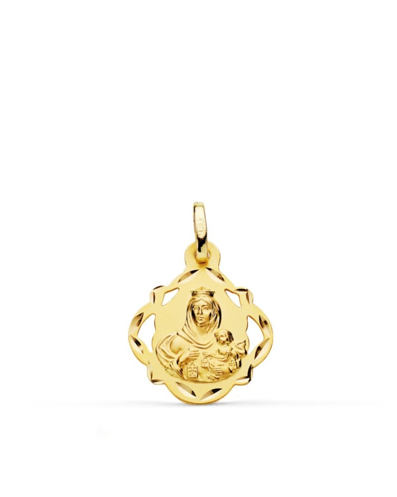 Medalla Virgen del Carmen oro 18k calada 16mm