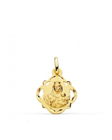 Medalla Virgen del Carmen oro 18k calada 16mm