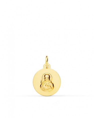 Escapulario oro 18k Virgen del Carmen y Corazón de Jesús 12 mm