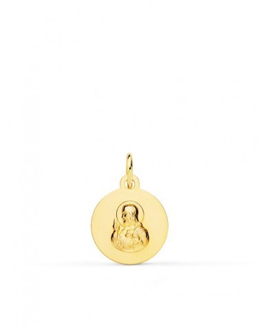 Escapulario oro 18k Virgen del Carmen y Corazón de Jesús 12 mm