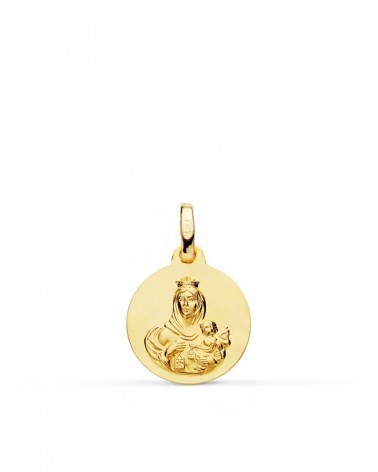 Escapulario oro 18k Virgen del Carmen Corazón de Jesús 14mm