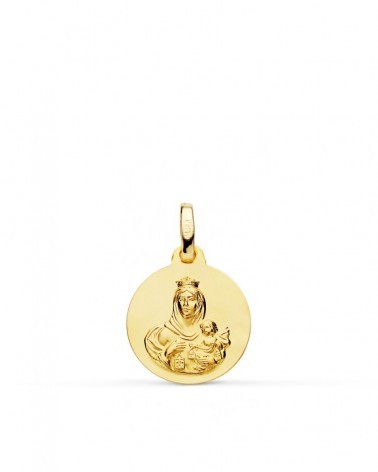 Escapulario oro 18k Virgen del Carmen Corazón de Jesús 14mm