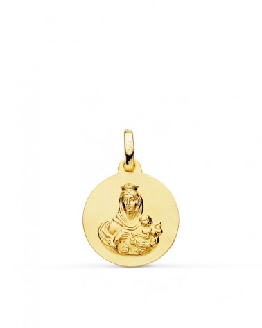 Escapulario oro 18k Virgen del Carmen Corazón Jesús 16mm