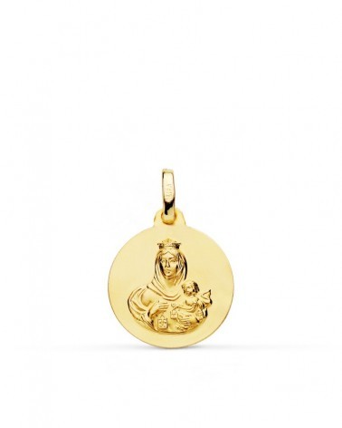Escapulario oro 18k Virgen del Carmen Corazón Jesús 16mm