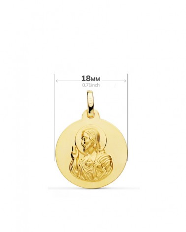 Escapulario oro 18k Virgen del Carmen Corazón de Jesús 18mm