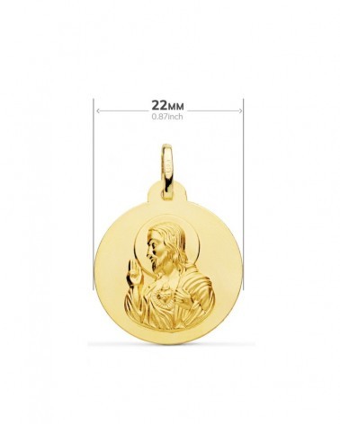 Escapulario oro 18k Virgen del Carmen Corazón de Jesús 22mm