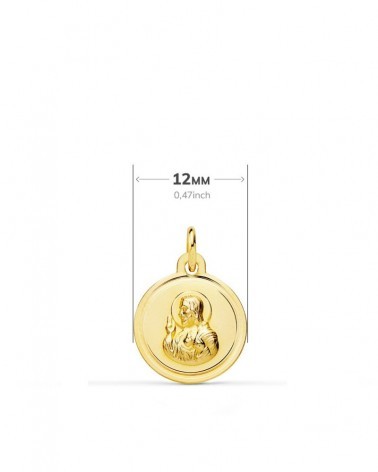 Escapulario oro 18k Virgen del Carmen y Corazón Jesús 12 mm
