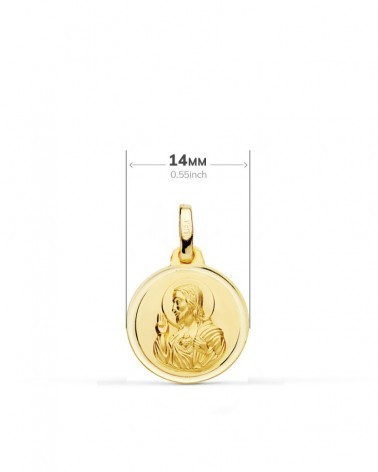 Escapulario oro 18k Virgen del Carmen Sagrado Corazón 14mm