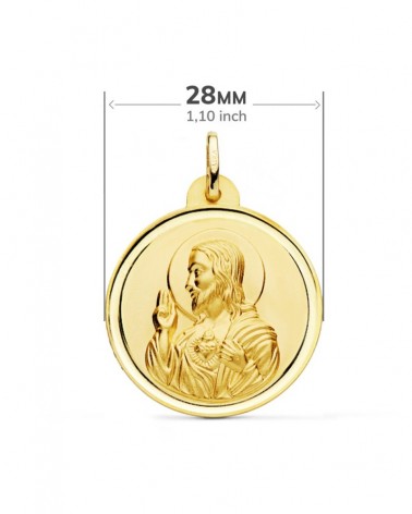 Escapulario oro 18k Virgen del Carmen y Sagrado Corazón 28mm