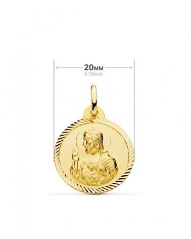 Escapulario oro 18k Virgen del Carmen y Corazón de Jesús 20mm