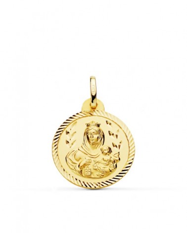 Escapulario oro 18k Virgen del Carmen y Corazón de Jesús 20mm