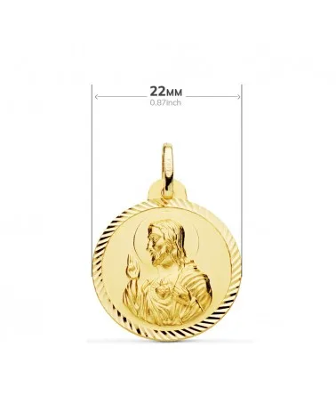 Escapulario oro 18k Virgen del Carmen y Corazón de Jesús 22mm 3,5 gramos