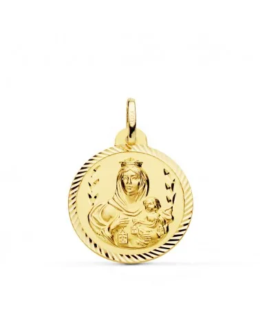 Escapulario oro 18k Virgen del Carmen y Corazón de Jesús 22mm 3,5 gramos
