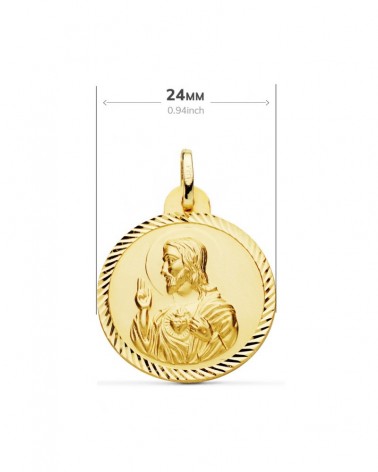 Escapulario oro 18k Virgen Carmen y Corazón Jesús 24mm