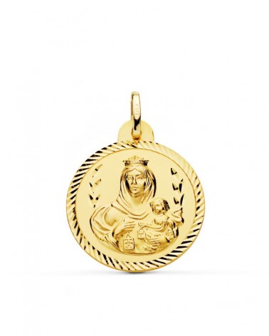 Escapulario oro 18k Virgen Carmen y Corazón Jesús 24mm