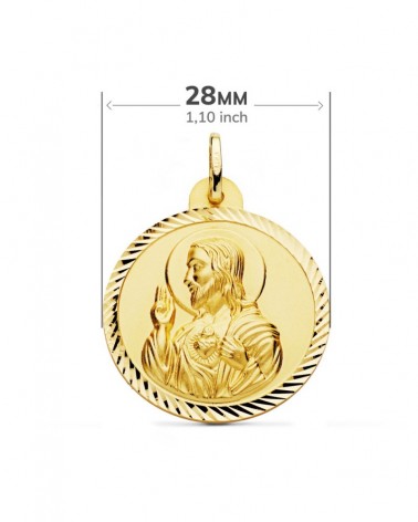 Escapulario oro 18k Virgen del Carmen y Corazón Jesús 28mm