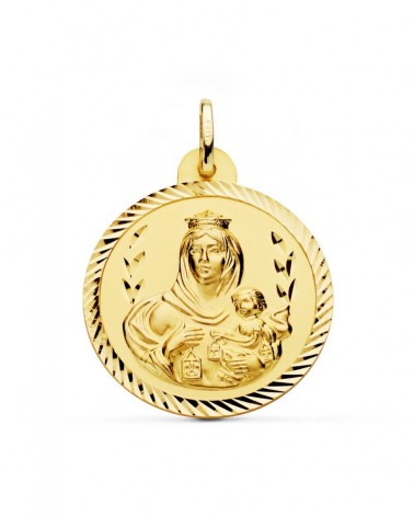 Escapulario oro 18k Virgen del Carmen y Corazón Jesús 28mm
